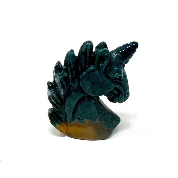 **SOLD*Green Moss Agate chalcedony unicorn carving natural healing crystal stone - Picture 3 of 9